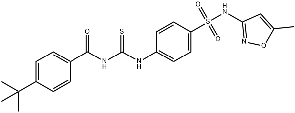 4-tert-butyl-N-{[(4-{[(5-methyl-3-isoxazolyl)amino]sulfonyl}phenyl)amino]carbonothioyl}benzamide Struktur