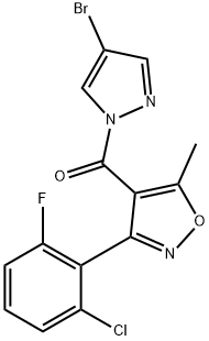 4-[(4-bromo-1H-pyrazol-1-yl)carbonyl]-3-(2-chloro-6-fluorophenyl)-5-methylisoxazole Struktur