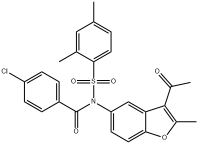 N-(3-acetyl-2-methylbenzofuran-5-yl)-4-chloro-N-((2,4-dimethylphenyl)sulfonyl)benzamide Struktur