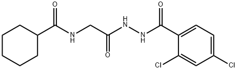 N-[2-[2-(2,4-dichlorobenzoyl)hydrazinyl]-2-oxoethyl]cyclohexanecarboxamide Struktur