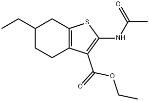 ethyl 2-acetamido-6-ethyl-4,5,6,7-tetrahydro-1-benzothiophene-3-carboxylate Struktur