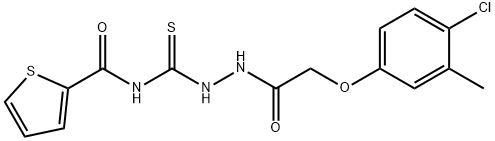 N-({2-[(4-chloro-3-methylphenoxy)acetyl]hydrazino}carbonothioyl)-2-thiophenecarboxamide Struktur