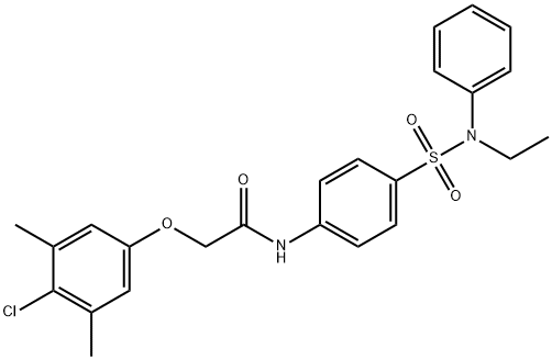 2-(4-chloro-3,5-dimethylphenoxy)-N-(4-{[ethyl(phenyl)amino]sulfonyl}phenyl)acetamide Struktur