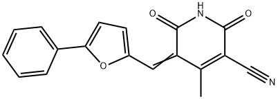 (5Z)-2-hydroxy-4-methyl-6-oxo-5-[(5-phenylfuran-2-yl)methylidene]-5,6-dihydropyridine-3-carbonitrile Struktur