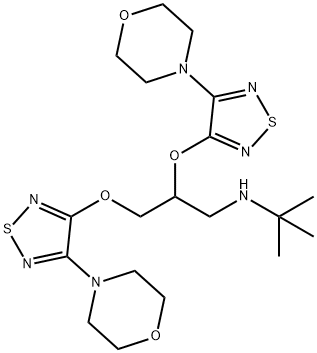 N-[2,3-bis[(4-morpholin-4-yl-1,2,5-thiadiazol-3-yl)oxy]propyl]-2-methylpropan-2-amine Struktur