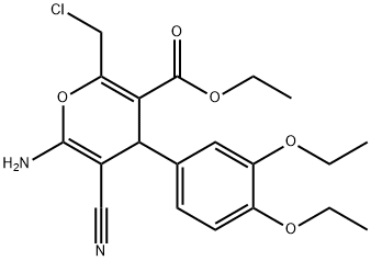 ethyl 6-amino-2-(chloromethyl)-5-cyano-4-(3,4-diethoxyphenyl)-4H-pyran-3-carboxylate Struktur