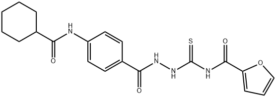 N-[[[4-(cyclohexanecarbonylamino)benzoyl]amino]carbamothioyl]furan-2-carboxamide Struktur