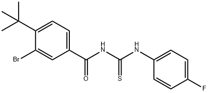 3-bromo-4-tert-butyl-N-{[(4-fluorophenyl)amino]carbonothioyl}benzamide Struktur