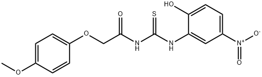 N-{[(2-hydroxy-5-nitrophenyl)amino]carbonothioyl}-2-(4-methoxyphenoxy)acetamide Struktur