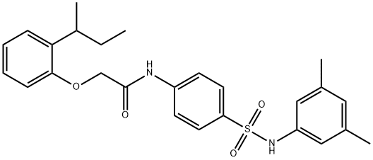 2-(2-sec-butylphenoxy)-N-(4-{[(3,5-dimethylphenyl)amino]sulfonyl}phenyl)acetamide Struktur