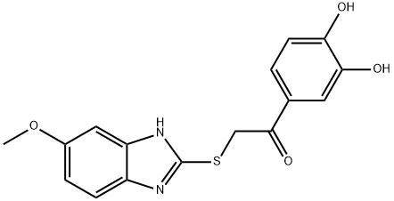 1-(3,4-Dihydroxy-phenyl)-2-(6-methoxy-1H-benzoimidazol-2-ylsulfanyl)-ethanone Struktur