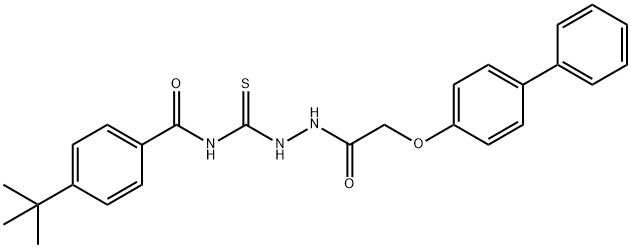 N-({2-[(4-biphenylyloxy)acetyl]hydrazino}carbonothioyl)-4-tert-butylbenzamide Struktur