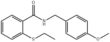 2-ethylsulfanyl-N-[(4-methoxyphenyl)methyl]benzamide Struktur