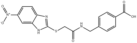 4-[[[2-[(6-nitro-1H-benzimidazol-2-yl)sulfanyl]acetyl]amino]methyl]benzoic acid Struktur