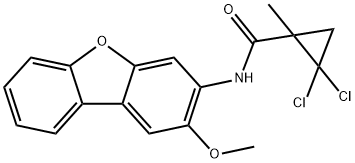 2,2-dichloro-N-(2-methoxydibenzo[b,d]furan-3-yl)-1-methylcyclopropanecarboxamide Struktur