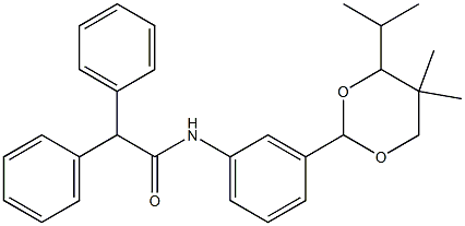 N-{3-[5,5-dimethyl-4-(propan-2-yl)-1,3-dioxan-2-yl]phenyl}-2,2-diphenylacetamide Struktur