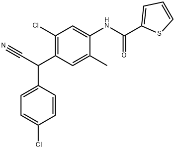 N-{5-chloro-4-[(4-chlorophenyl)(cyano)methyl]-2-methylphenyl}thiophene-2-carboxamide Struktur