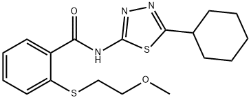 N-(5-cyclohexyl-1,3,4-thiadiazol-2-yl)-2-(2-methoxyethylsulfanyl)benzamide Struktur