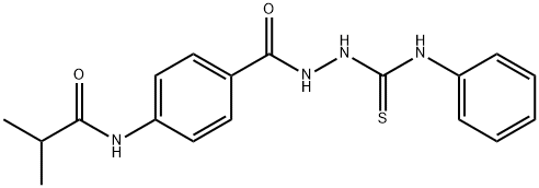 2-methyl-N-[4-[(phenylcarbamothioylamino)carbamoyl]phenyl]propanamide Struktur