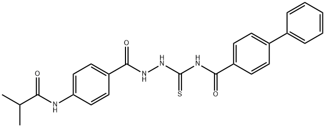 N-({2-[4-(isobutyrylamino)benzoyl]hydrazino}carbonothioyl)-4-biphenylcarboxamide Struktur