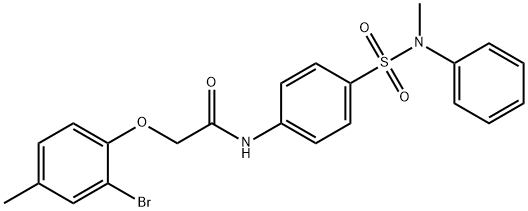 2-(2-bromo-4-methylphenoxy)-N-(4-{[methyl(phenyl)amino]sulfonyl}phenyl)acetamide Struktur