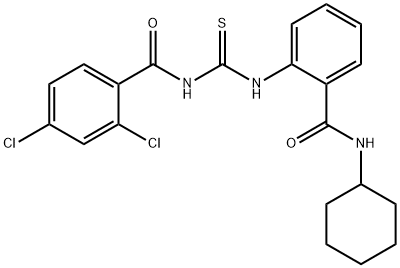 2,4-dichloro-N-[({2-[(cyclohexylamino)carbonyl]phenyl}amino)carbonothioyl]benzamide Struktur