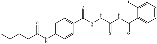 2-iodo-N-[[[4-(pentanoylamino)benzoyl]amino]carbamothioyl]benzamide Struktur