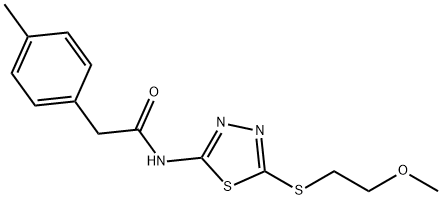 N-[5-(2-methoxyethylsulfanyl)-1,3,4-thiadiazol-2-yl]-2-(4-methylphenyl)acetamide Struktur