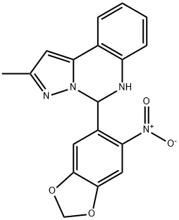 2-Methyl-5-(6-nitro-benzo[1,3]dioxol-5-yl)-5,6-dihydro-pyrazolo[1,5-c]quinazoline Struktur