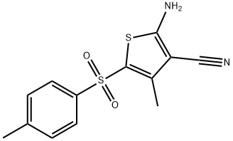 2-Amino-4-methyl-5-(toluene-4-sulfonyl)-thiophene-3-carbonitrile Struktur