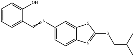 Phenol,2-[[[2-[(2-methylpropyl)thio]-6-benzothiazolyl]imino]methyl]- Struktur