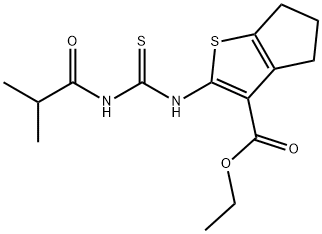 ethyl 2-{[(isobutyrylamino)carbonothioyl]amino}-5,6-dihydro-4H-cyclopenta[b]thiophene-3-carboxylate Struktur