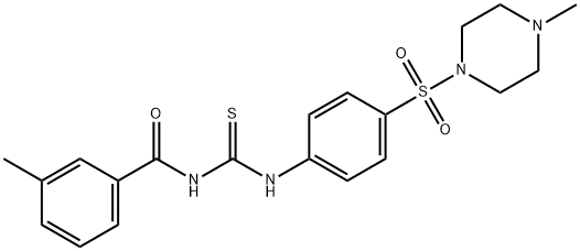 3-methyl-N-[({4-[(4-methyl-1-piperazinyl)sulfonyl]phenyl}amino)carbonothioyl]benzamide Struktur