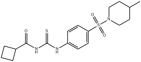 N-[({4-[(4-methyl-1-piperidinyl)sulfonyl]phenyl}amino)carbonothioyl]cyclobutanecarboxamide Struktur