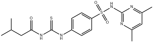 N-[[4-[(4,6-dimethylpyrimidin-2-yl)sulfamoyl]phenyl]carbamothioyl]-3-methylbutanamide Struktur