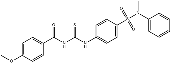 4-methoxy-N-{[(4-{[methyl(phenyl)amino]sulfonyl}phenyl)amino]carbonothioyl}benzamide Struktur