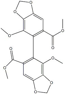 [5,5'-Bi-1,3-benzodioxole]-6,6'-dicarboxylic acid, 4,4'-
dimethoxy-, 6,6'-dimethyl ester Struktur