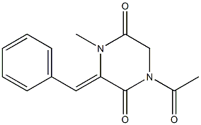 2,5-Piperazinedione, 1-acetyl-4-methyl-3-(phenylmethylene)-, (Z)- Struktur