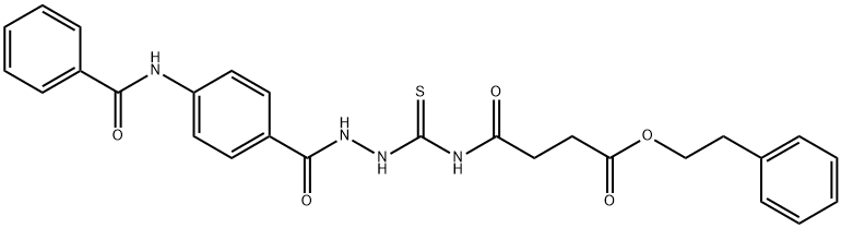 2-phenylethyl 4-[[(4-benzamidobenzoyl)amino]carbamothioylamino]-4-oxobutanoate Struktur