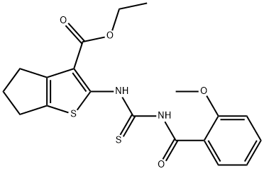 ethyl 2-({[(2-methoxybenzoyl)amino]carbonothioyl}amino)-5,6-dihydro-4H-cyclopenta[b]thiophene-3-carboxylate Struktur