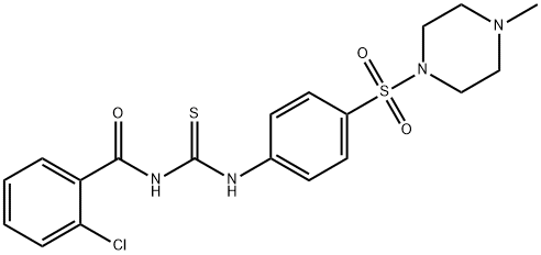 2-chloro-N-[({4-[(4-methyl-1-piperazinyl)sulfonyl]phenyl}amino)carbonothioyl]benzamide Struktur