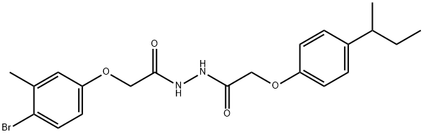 2-(4-bromo-3-methylphenoxy)-N'-[(4-sec-butylphenoxy)acetyl]acetohydrazide Struktur