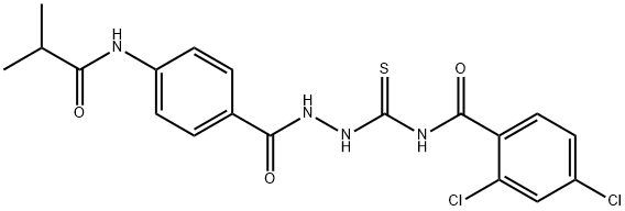 2,4-dichloro-N-[[[4-(2-methylpropanoylamino)benzoyl]amino]carbamothioyl]benzamide Struktur