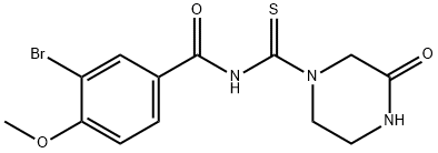 3-bromo-4-methoxy-N-(3-oxopiperazine-1-carbothioyl)benzamide Struktur