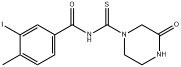 3-iodo-4-methyl-N-(3-oxopiperazine-1-carbothioyl)benzamide Struktur