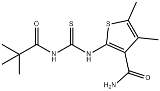 2-({[(2,2-dimethylpropanoyl)amino]carbonothioyl}amino)-4,5-dimethyl-3-thiophenecarboxamide Struktur