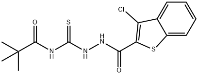 N-[[(3-chloro-1-benzothiophene-2-carbonyl)amino]carbamothioyl]-2,2-dimethylpropanamide Struktur