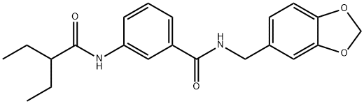 N-(1,3-benzodioxol-5-ylmethyl)-3-(2-ethylbutanoylamino)benzamide Struktur