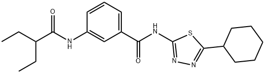 N-(5-cyclohexyl-1,3,4-thiadiazol-2-yl)-3-(2-ethylbutanoylamino)benzamide Struktur