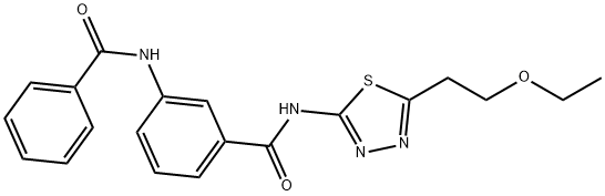 3-benzamido-N-[5-(2-ethoxyethyl)-1,3,4-thiadiazol-2-yl]benzamide Struktur